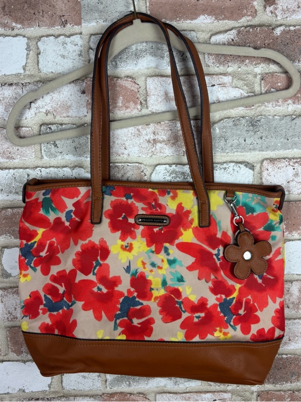 Franco Sarto floral tote bag canvas leather spring READ
